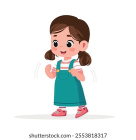 cute little kid girl show happy and friendly pose expression