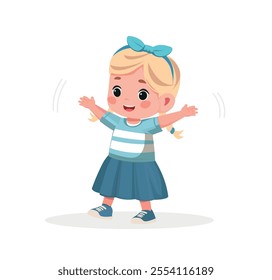 cute little kid girl show happy and friendly pose expression