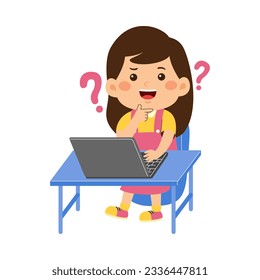 cute little kid girl use laptop 
