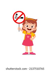 cute little kid holding board about smoking