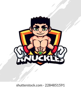Cute Little Kid Mascot Fighter in Boxing Ring