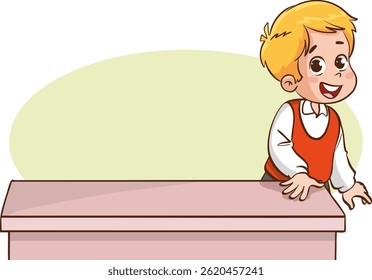 criança pequena bonito medindo o comprimento usando a ilustração do vetor da envergadura da mão