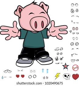 cute little kid pig expressions set in vector format very easy to edit