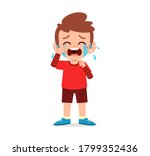 cute little kid stand while crying