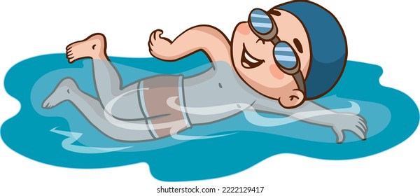 cute little kid swim under water on summer holiday