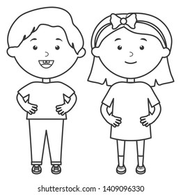 cute little kids couple characters