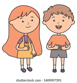 cute little kids couple characters