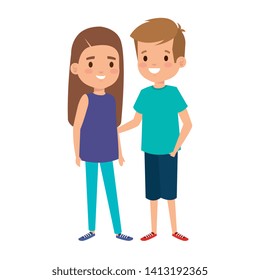 cute little kids couple characters
