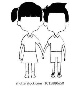cute and little kids couple vector illustration design