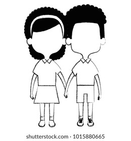 cute and little kids couple vector illustration design