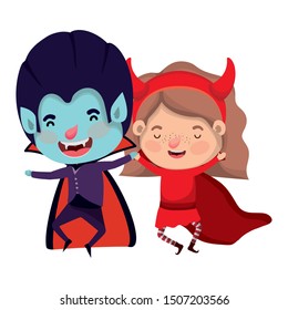 cute little kids with dracula and devil costume