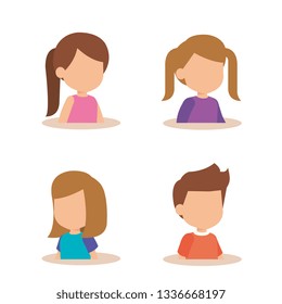 cute little kids group characters