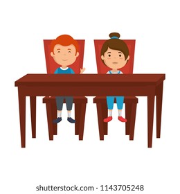 cute and little kids in the table