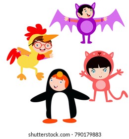 Cute little kids wearing animal costume series