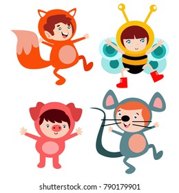 Cute little kids wearing animal costume series