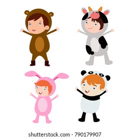 Cute little kids wearing animal costume series