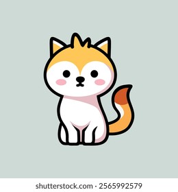 cute little kitten cartoon character. animal mascot vector illustration.