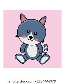 cute little kitten cartoon vector isolated.  