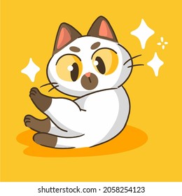 Cute Little Kitten Cleaning Mascot Doodle Illustration Asset