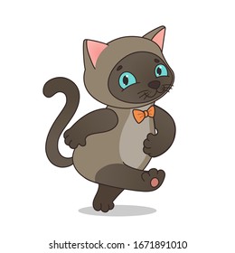 Cute Little Kitten. Funny Fluffy Mascot. Vector Illustration