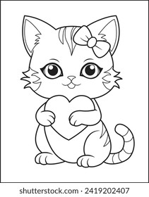 cute little kitten valentine heart coloring book for children