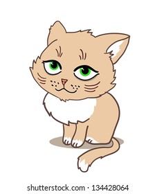 Cute little kitten. Vector illustration.
