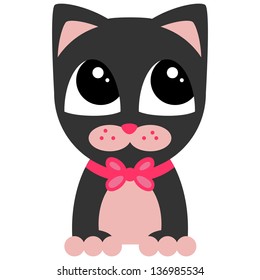 Cute little kitty with pink bow