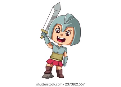 Cute Little Knight Character Design Illustration