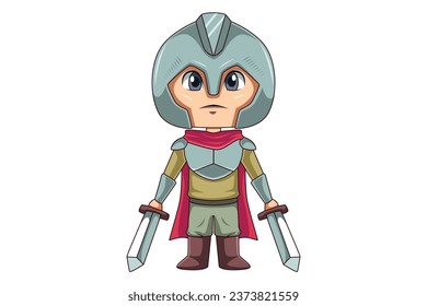 Cute Little Knight Character Design Illustration