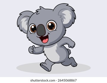 cute little koala with big eyes running and smiling happy