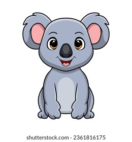 Cute little koala cartoon on white background