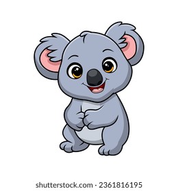 Cute little koala cartoon on white background