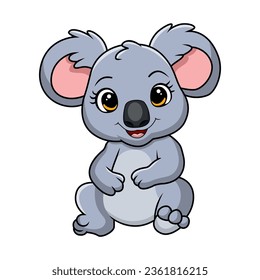 Cute little koala cartoon on white background