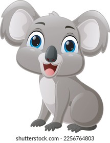 Pequeña y pequeña caricatura de koala sentada