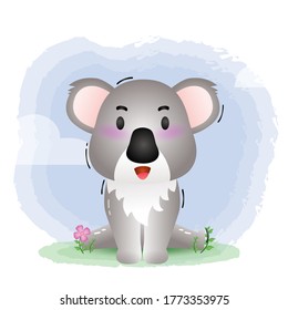 cute little koala in the children's style. cute cartoon koala vector illustration