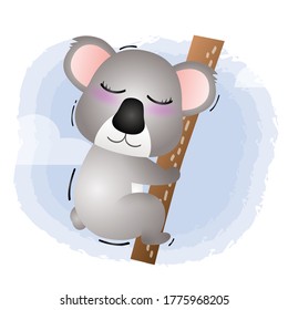 cute little koala in the children's style. cute cartoon koala vector illustration