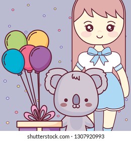 cute and little koala with girl
