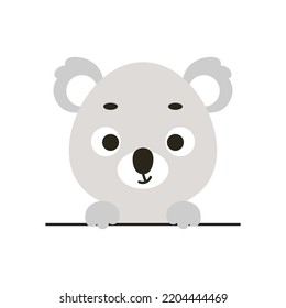 Cute little koala head on white background. Cartoon animal character for kids t-shirts, nursery decoration, baby shower, greeting card, invitation, house interior. Vector stock illustration