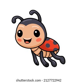 Cute little ladybug cartoon flying