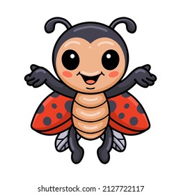 Cute little ladybug cartoon raising hands