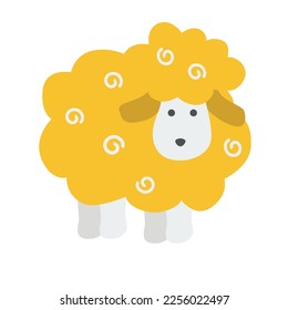 Cute little lamb in a flat cartoon style. Vector illustration