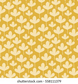 Cute Little Leaves Seamless Pattern (yellow). Vector Illustration.