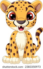 Cute little leopard cartoon sitting