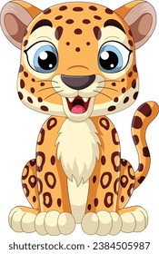 Cute little leopard cartoon sitting