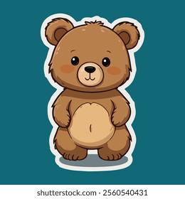 A Cute Little Light Brown Bear Sticker Vector Design