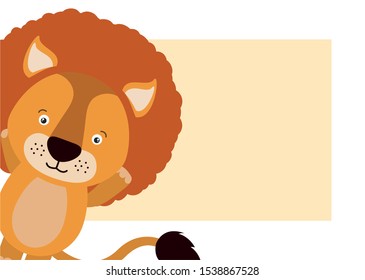 cute little lion animal character vector illustration design
