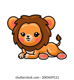 Cute little lion cartoon laying down