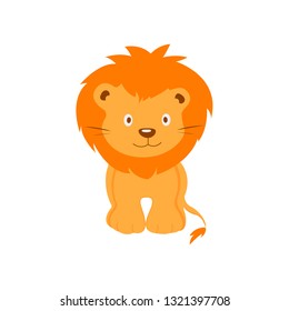 cute little lion in cartoon style on white background. the soul of the child. vector illustration
