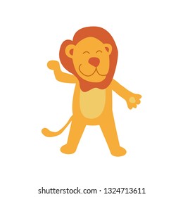 cute little lion in cartoon style on white background