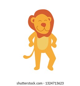 Cute Little Lion Cartoon Style On: vector de stock (libre de regalías